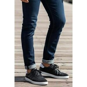 Men's GREATS Brooklyn Black Leather Suede Low Top Sneakers Size 10.5